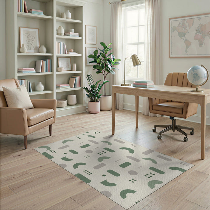 Green Geometric Modern Area Rug