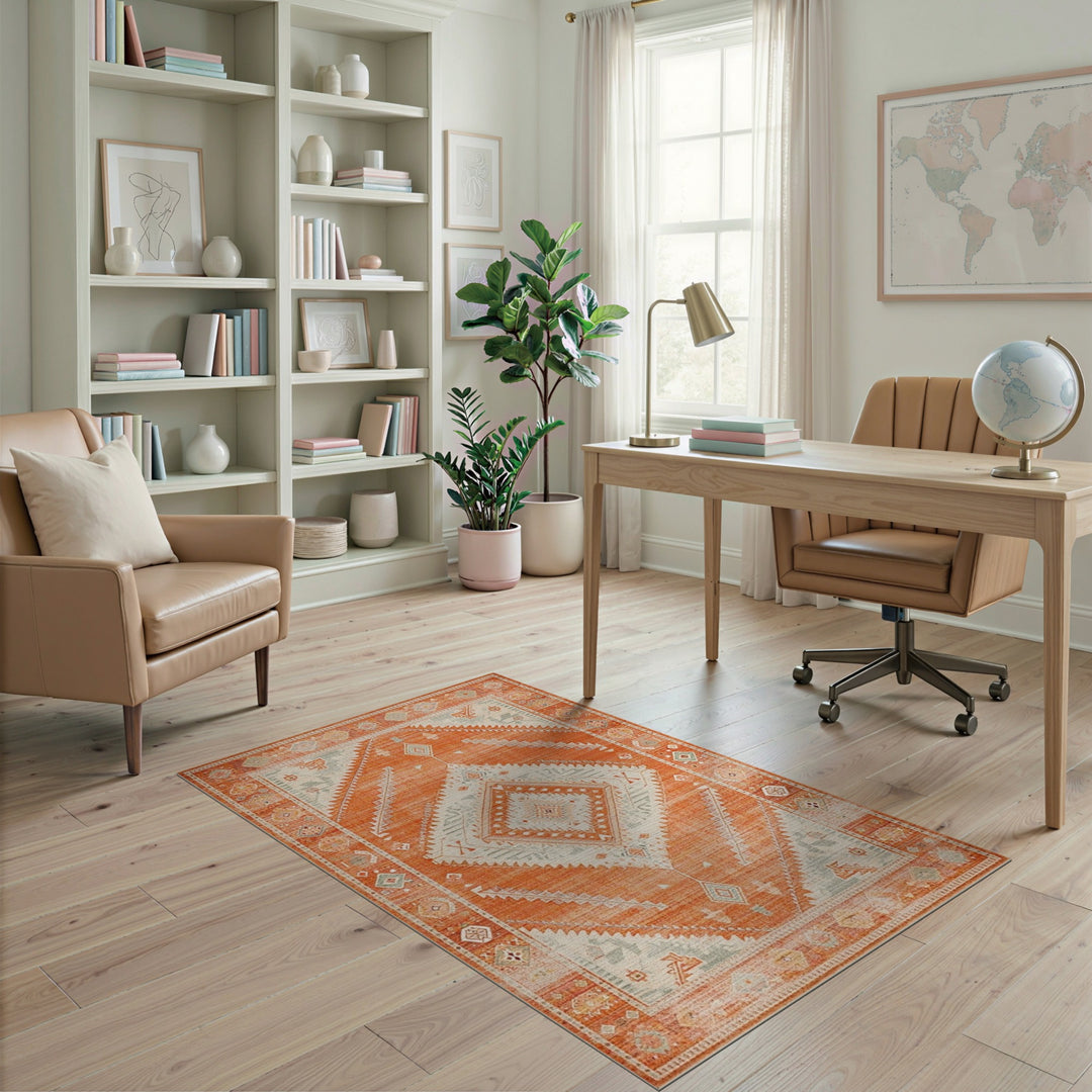 Orange Southwestern Geometric Area Rug