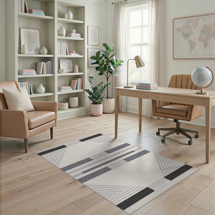 Grey Geometric Area Rug