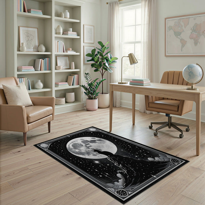 Moonlit Cat Silhouette Area Rug