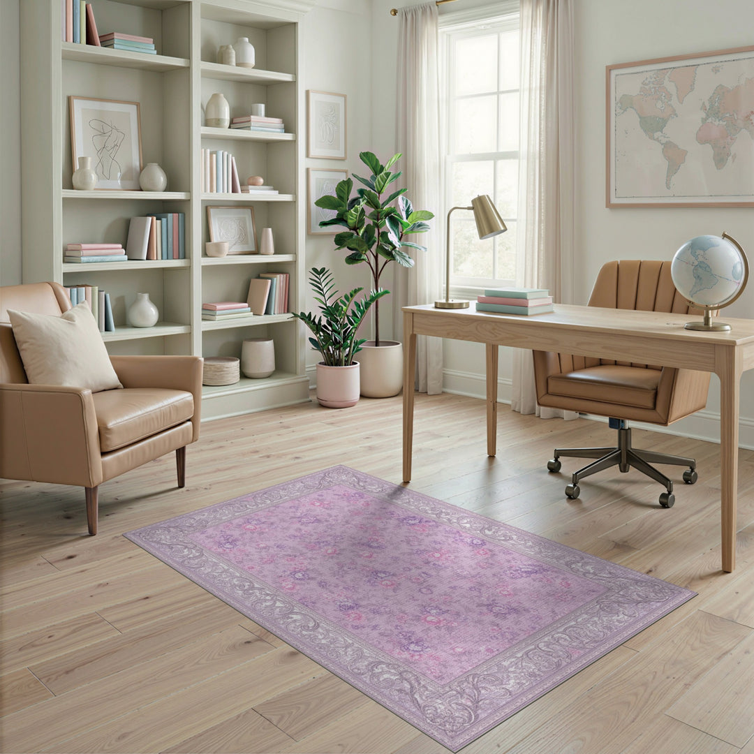 Purple Floral Vintage Area Rug