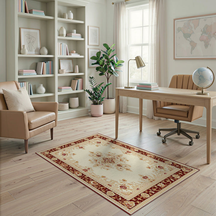 Red Persian Floral Medallion Area Rug