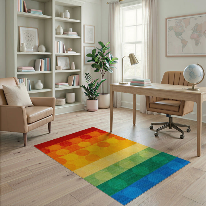 Rainbow Circle Geometric Area Rug