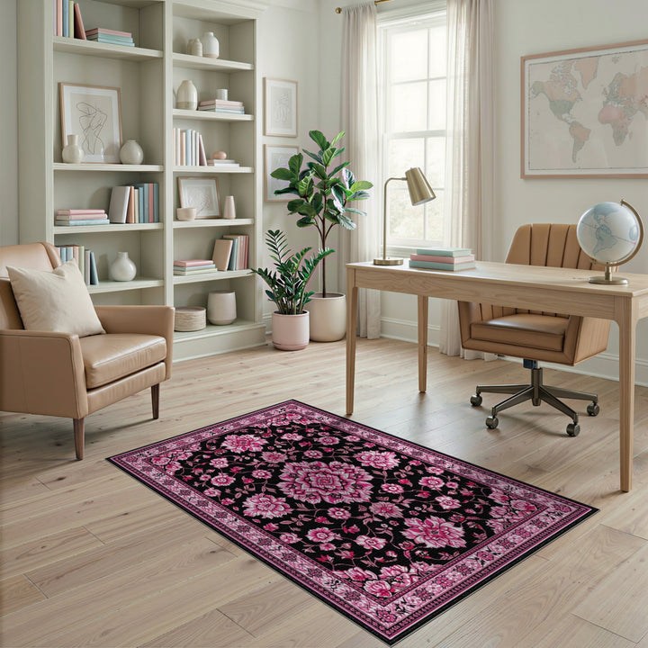 Pink Floral Medallion Vintage Area Rug