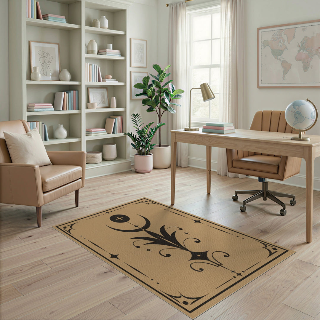 Crescent Moon Floral Tan Area Rug