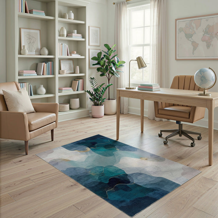 Abstract Area Teal Blue Abstract Area Rug