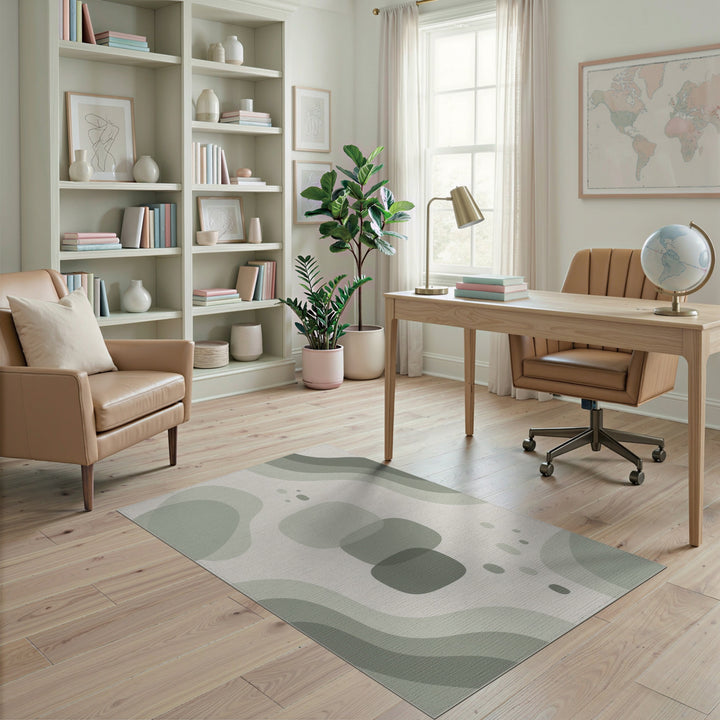 Sage Green Organic Abstract Area Rug