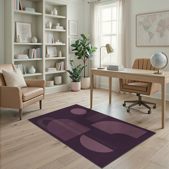 Purple Geometric Modern Area Rug