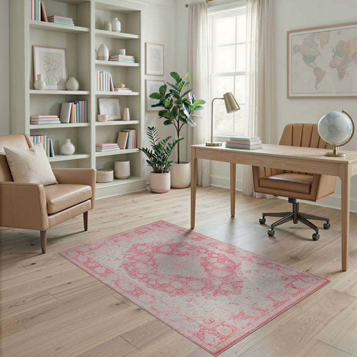Pink Floral Vintage Area Rug