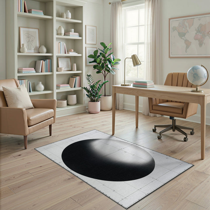 Black White Halftone Circle Area Rug