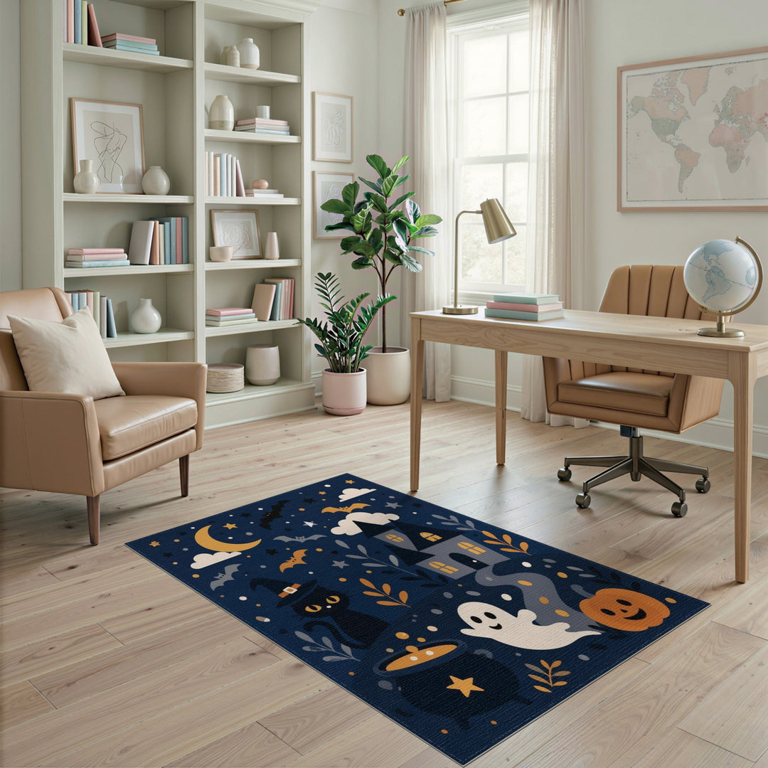 Halloween Witch Cat Area Rug
