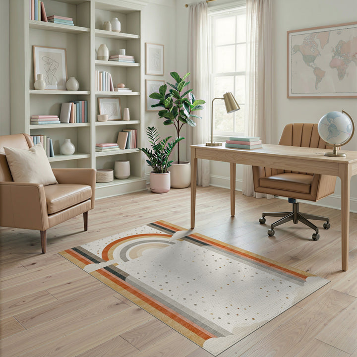 Earthy Rainbow Boho Area Rug