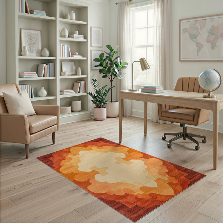 Orange Layered Medallion Area Rug