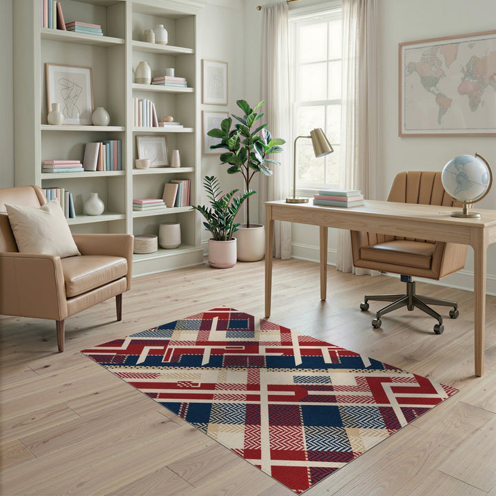 Geometric Modern Bold Geometric Red Navy Area Rug