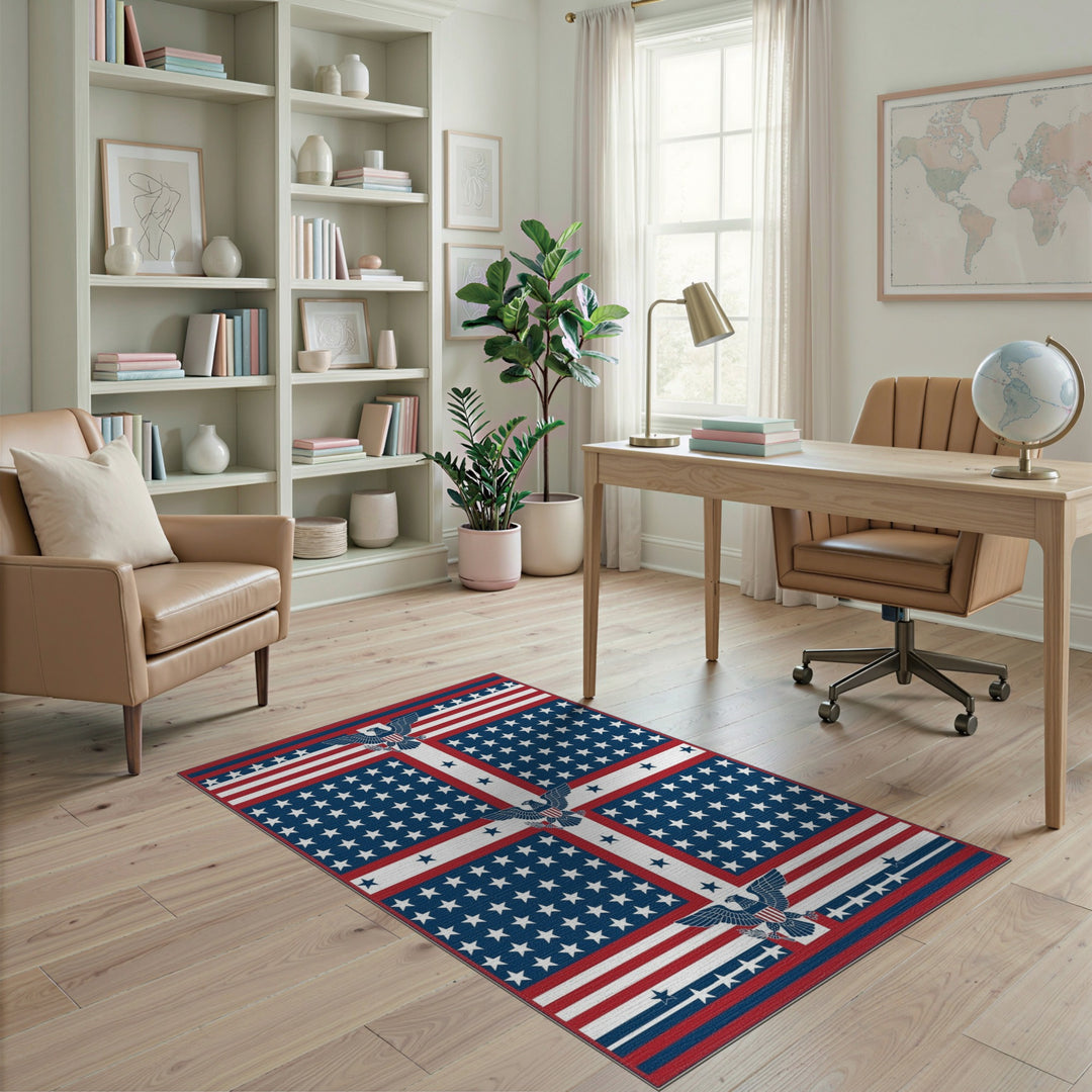 Patriotic Eagle American Flag Washable Area Rug