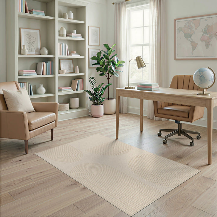 Geometric Modern Beige Geometric Arch Area Rug