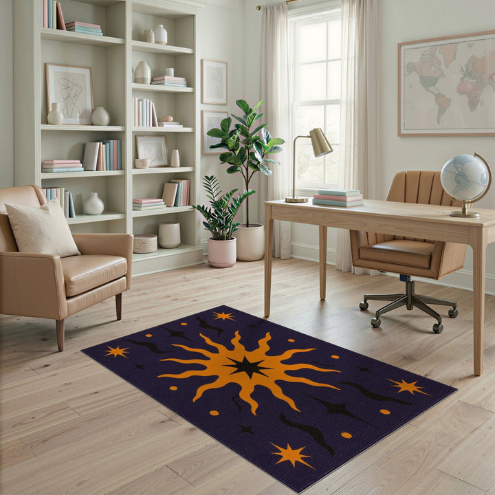 Purple Celestial Sunburst Area Rug