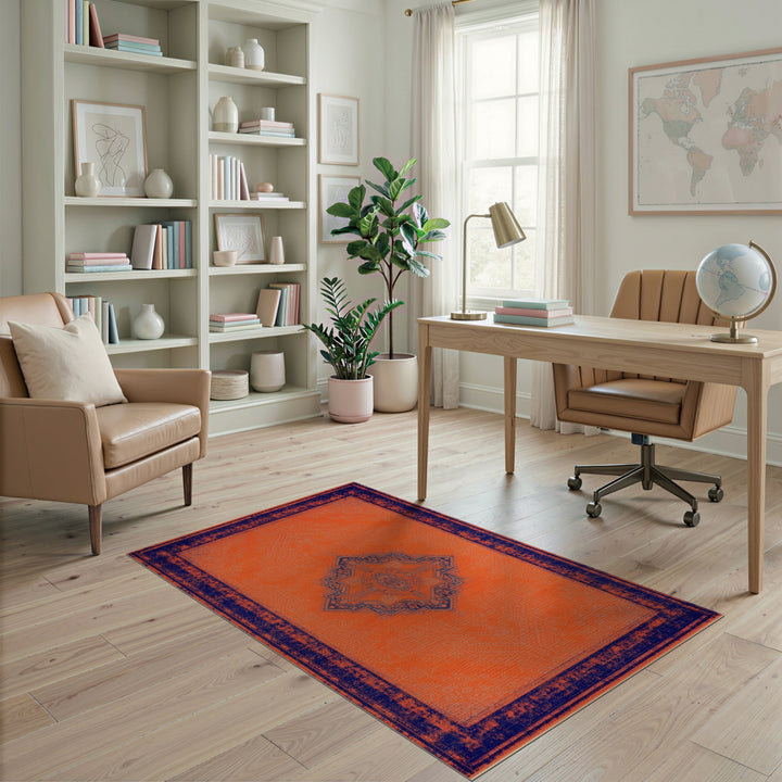 Orange Distressed Vintage Area Rug