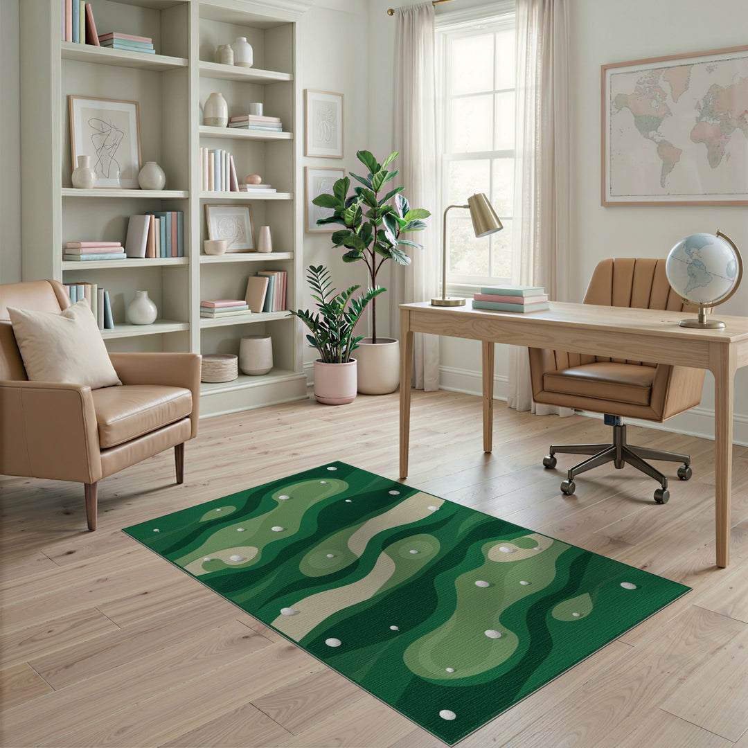 Abstract Green Golf Course Area Rug