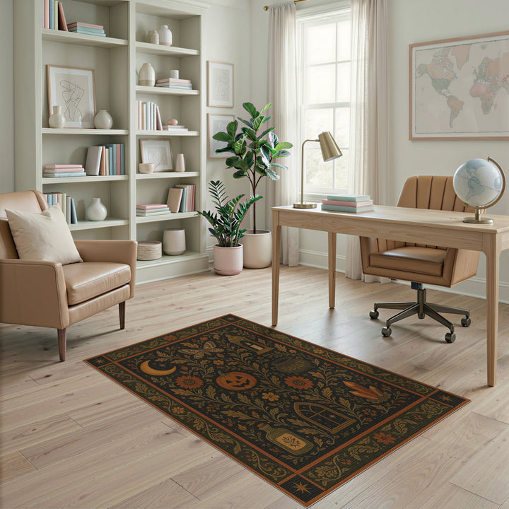 Mystical Floral Pumpkin Area Rug