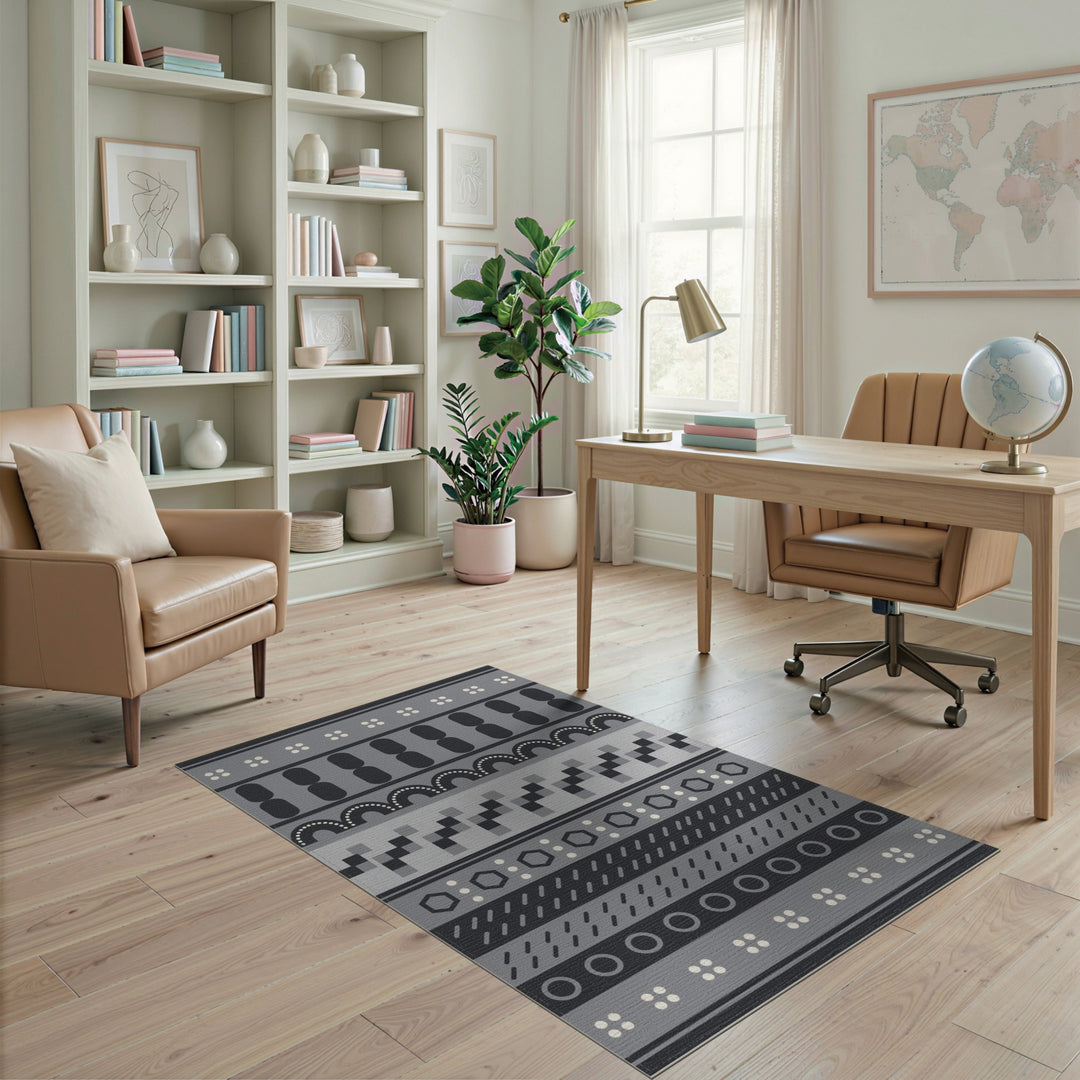 Grey Geometric Modern Area Rug