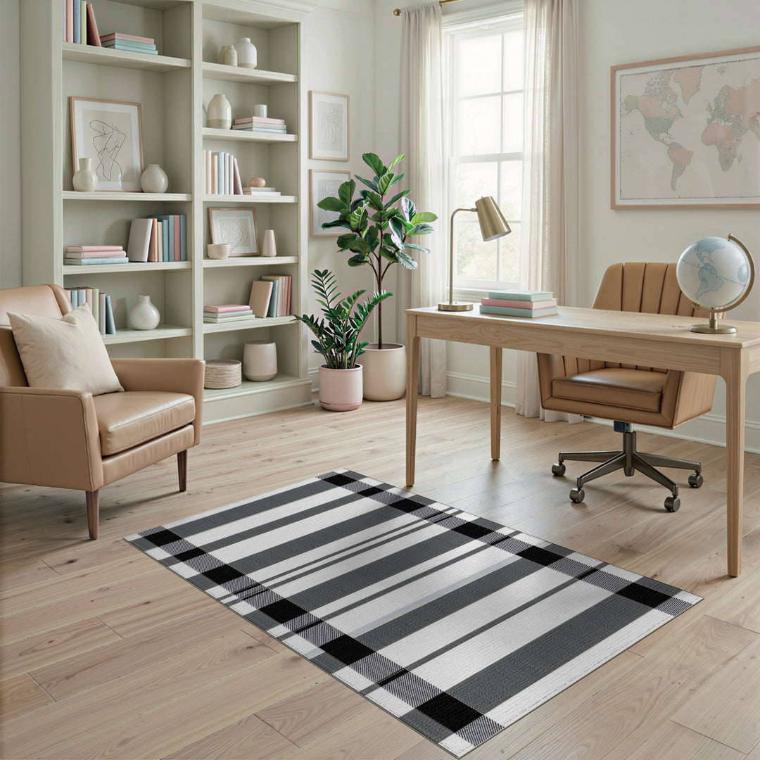 Black and White Black and White Buffalo Check Area Rug