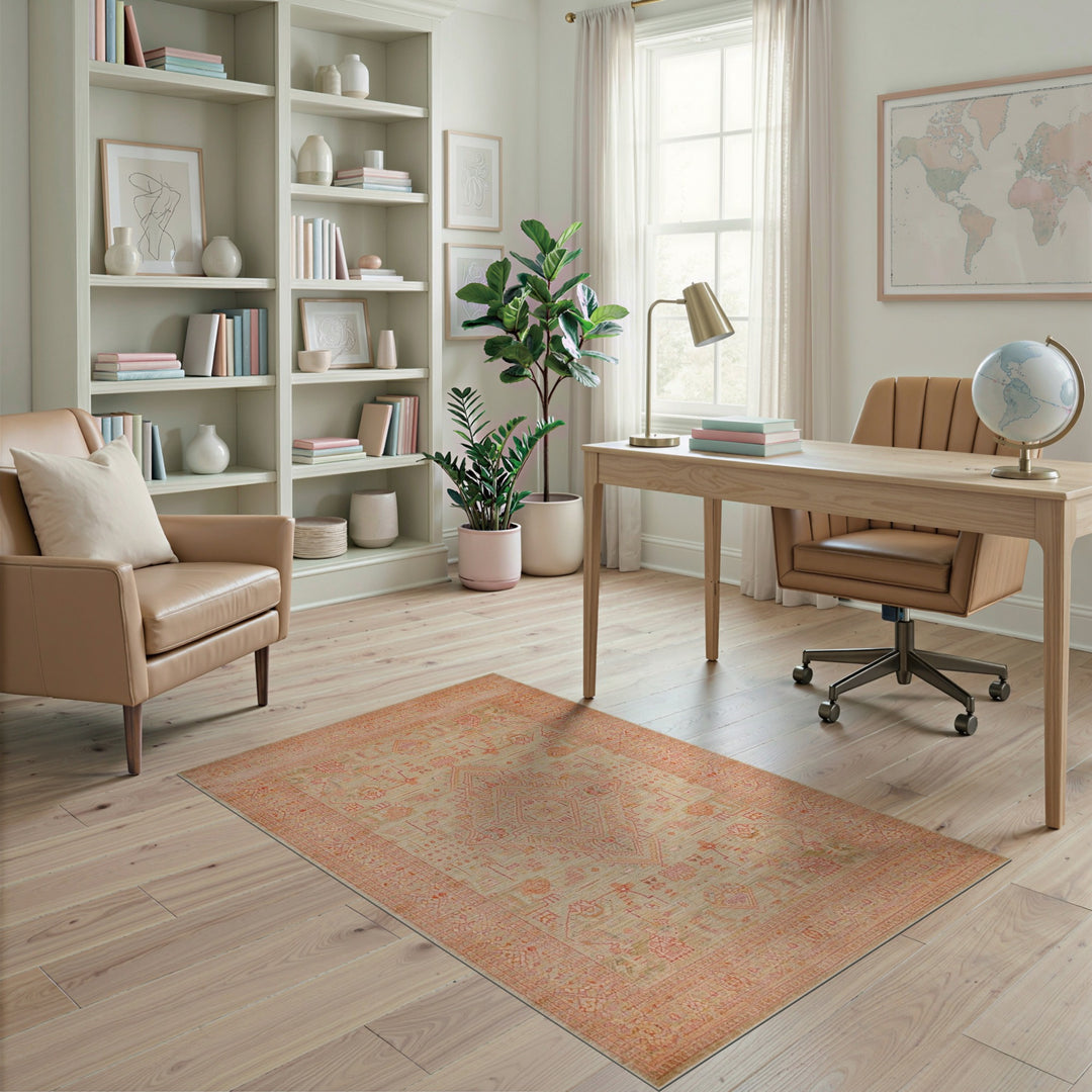 Mint Green Distressed Medallion Area Rug