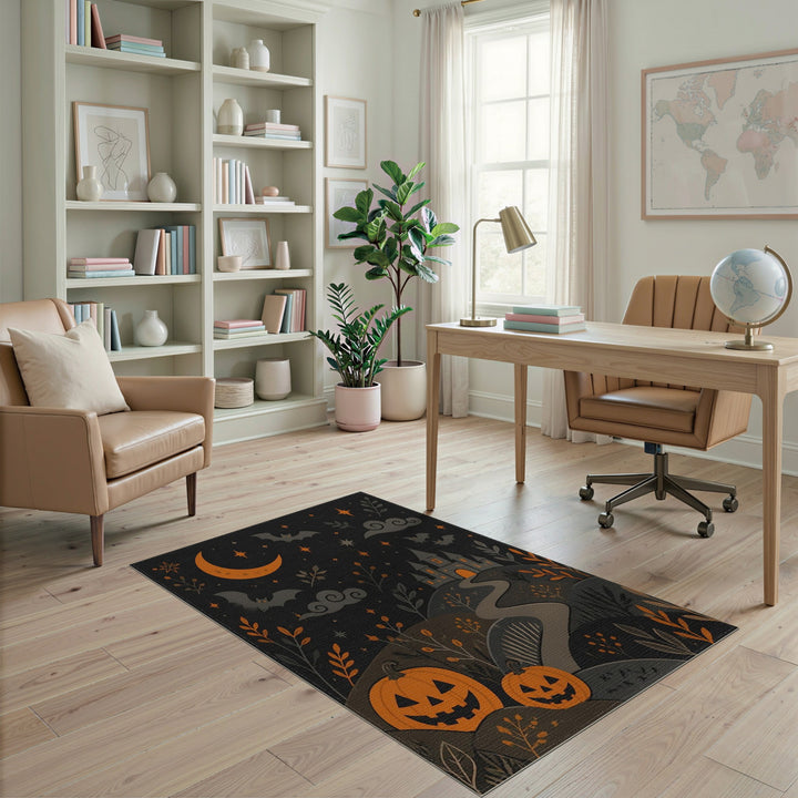 Halloween Haunted Castle Pumpkins Area Rug