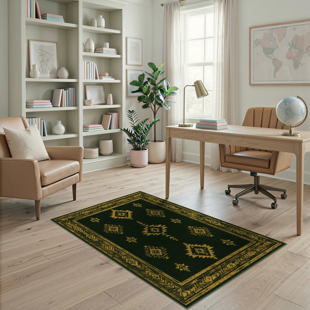 ODIKA Green Gold Tribal Area Rug