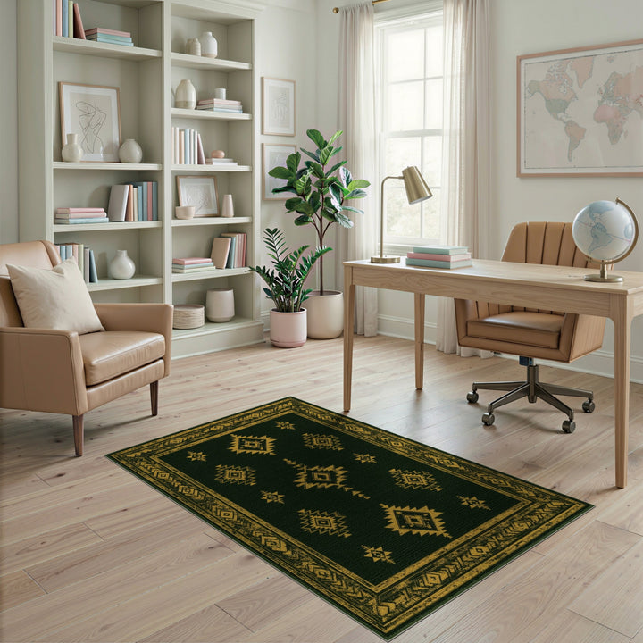 ODIKA Green Gold Tribal Area Rug