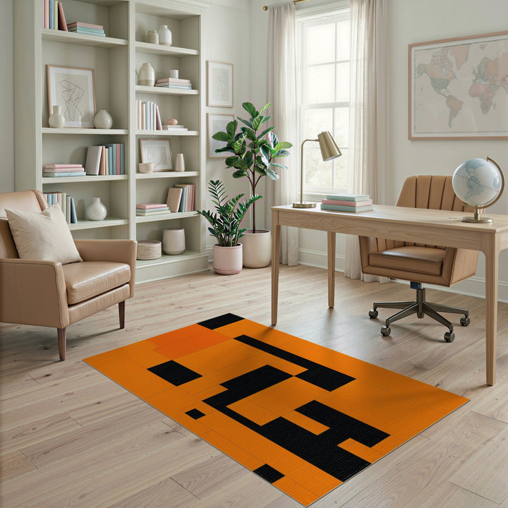 Orange Geometric Modern Area Rug