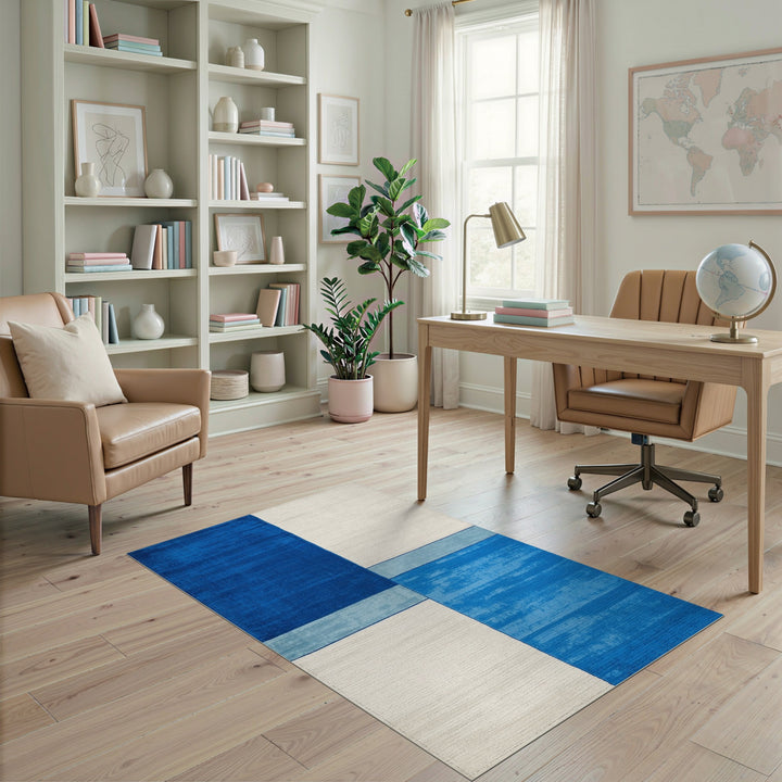 Geometric Modern Blue Geometric Block Area Rug