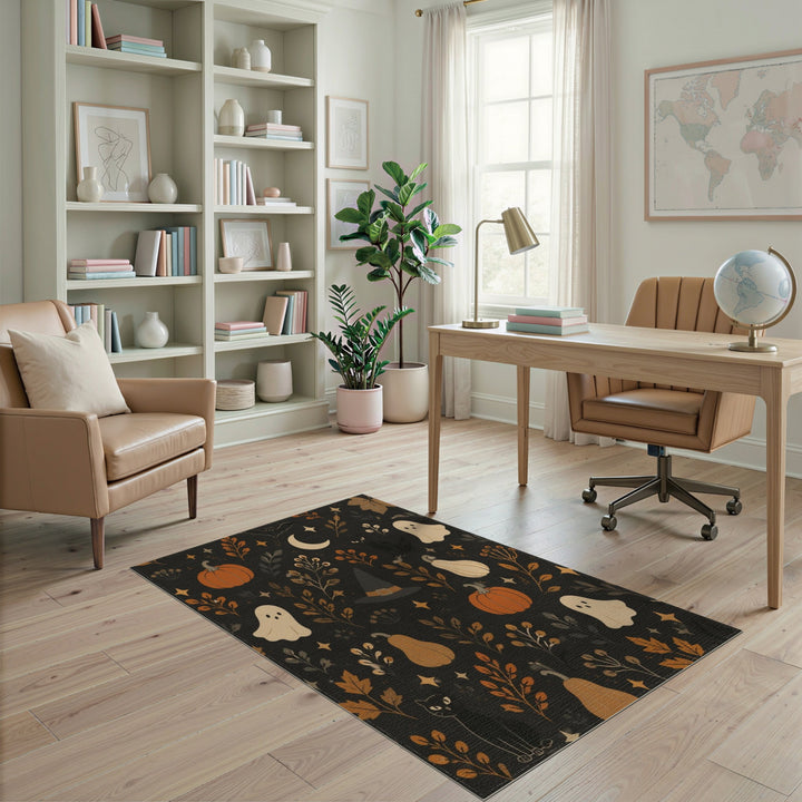 Multi-color and Patterns Halloween Pumpkin Ghost Kids Area Rug