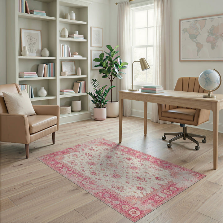 Pink Floral Vintage Area Rug