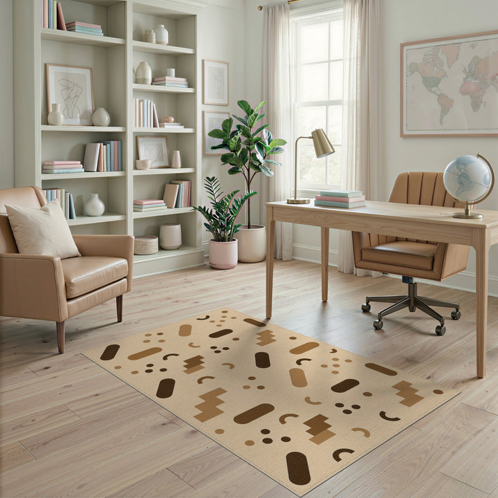 Geometric Modern Geometric Brown Tan Washable Area Rug