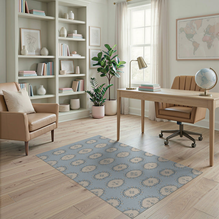 Blue Floral Vintage Medallion Area Rug