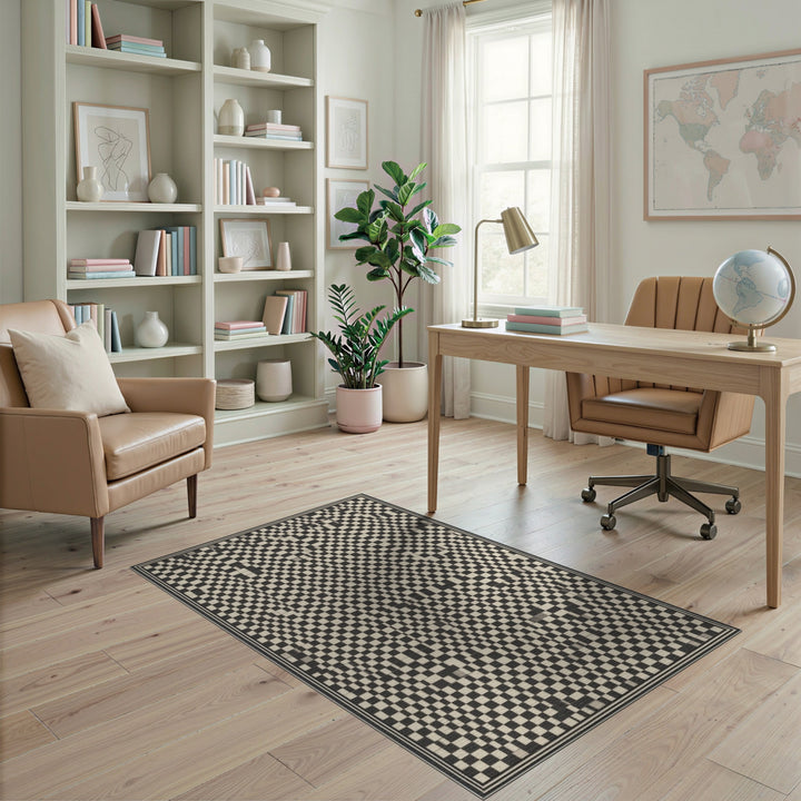 Black and White Checkered Black and White Area Rug