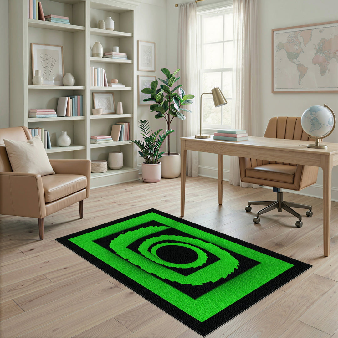 Green Geometric Spiral Area Rug