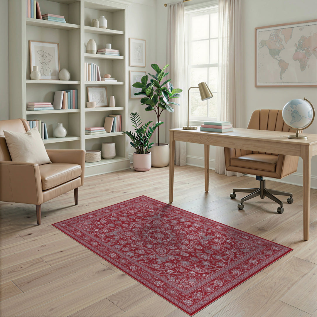 Red Traditional Persian Floral Area Rug