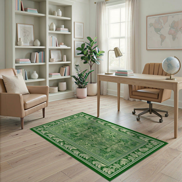 Green Fern Botanical Stripe Area Rug
