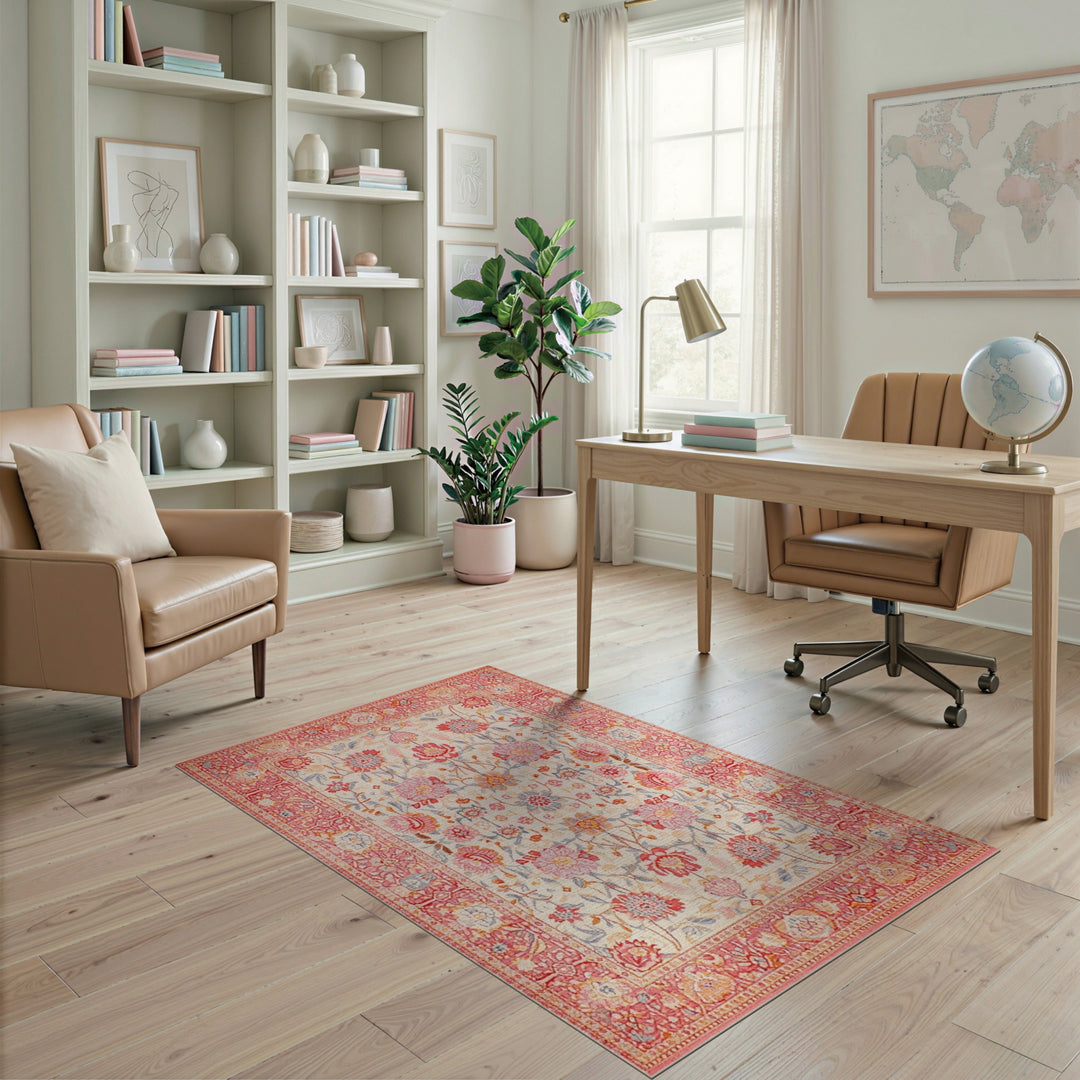 Pink Floral Vintage Area Rug