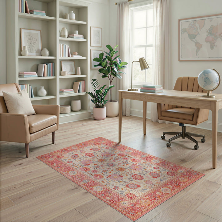 Pink Floral Vintage Area Rug