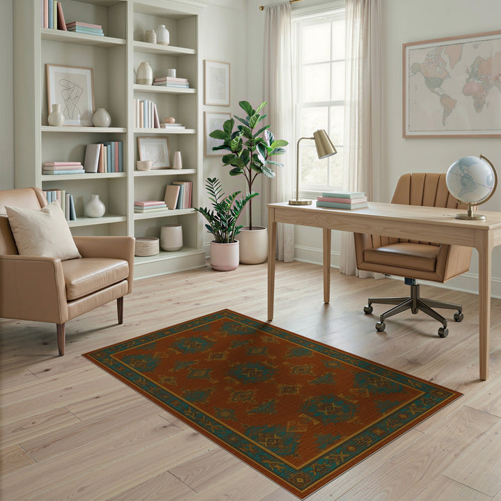 Southwestern Orange Geometric Area Rug