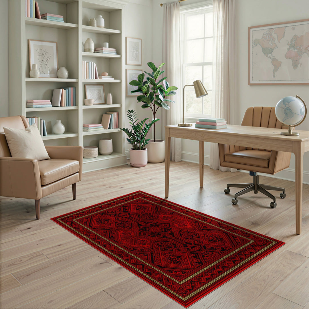 Bold Red Traditional Persian Area Rug