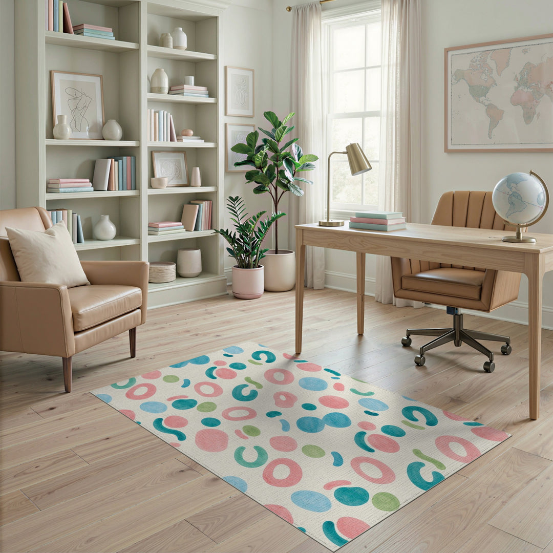 Multi-color and Patterns Abstract Multi-Color Washable Area Rug