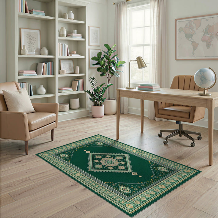 Green Diamond Medallion Area Rug