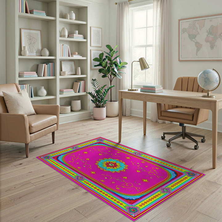Pink Eye Mandala Boho Chic Area Rug
