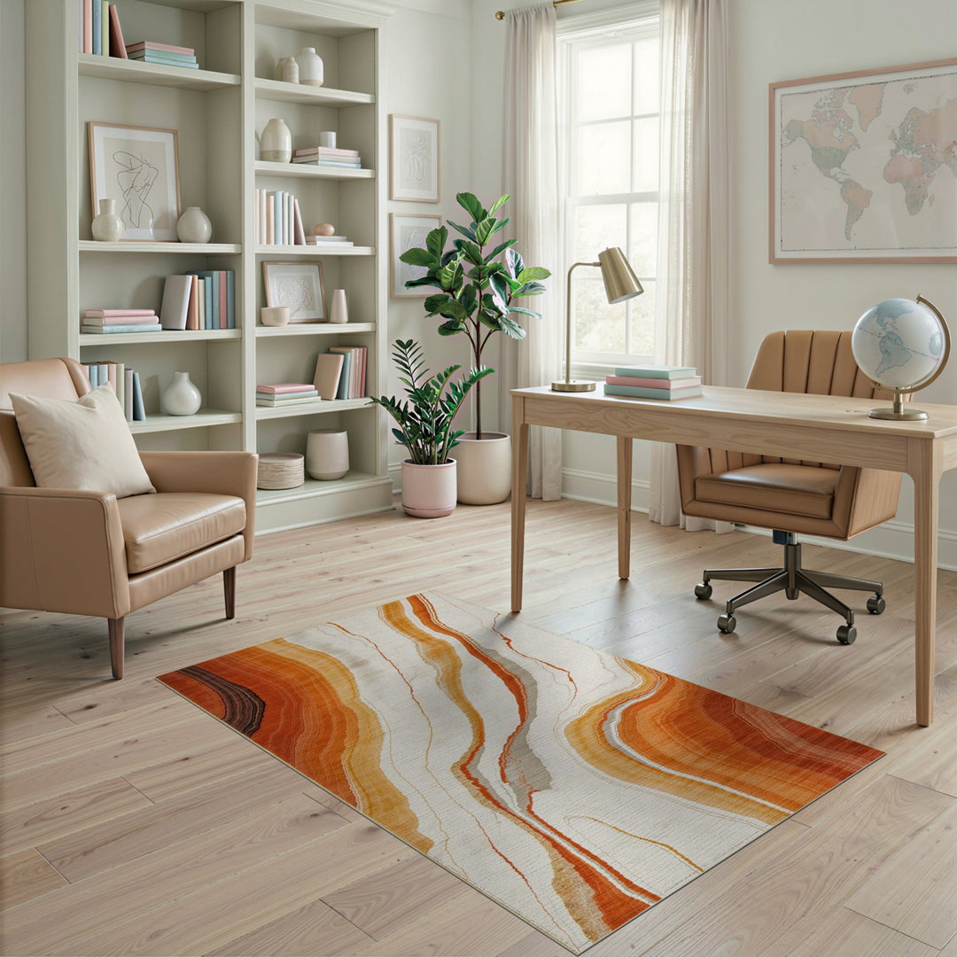 Orange Agate Swirl Area Rug