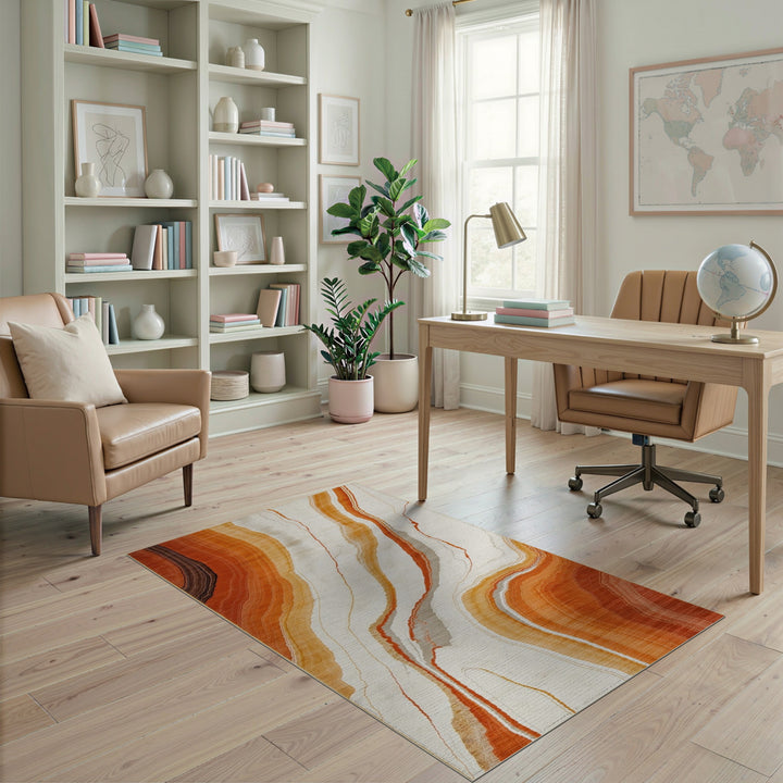 Orange Agate Swirl Area Rug