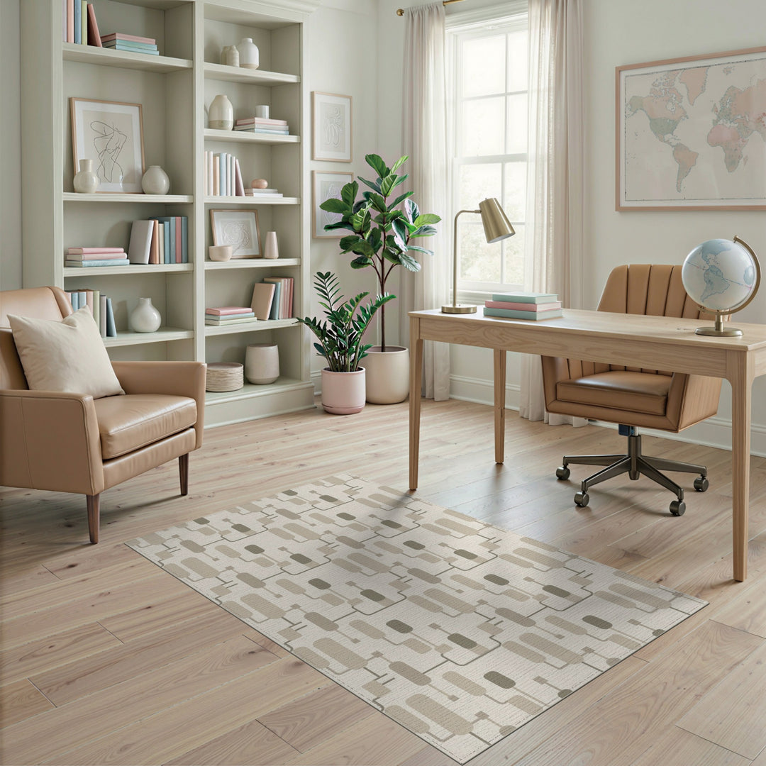 Beige Geometric Modern Area Rug